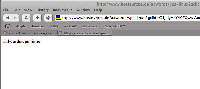 hosteurope landingpage für virtual server